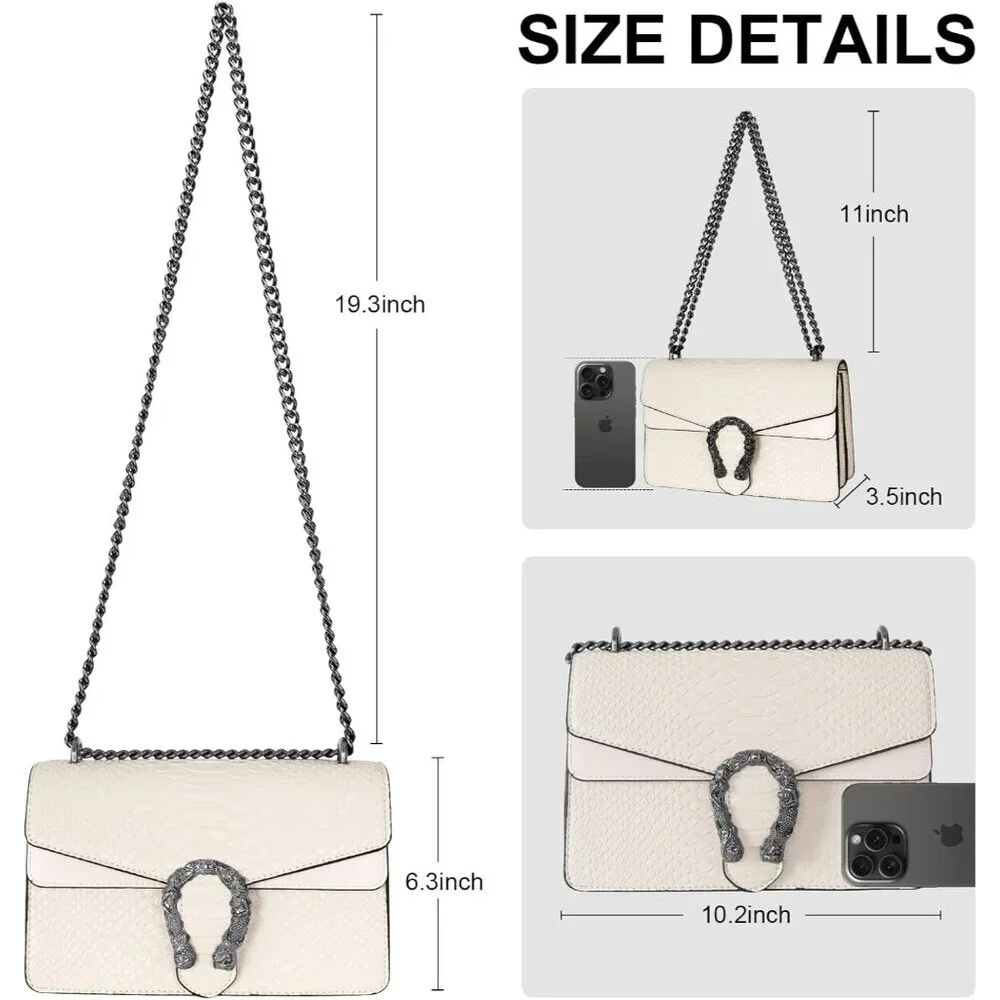 ⚡ Women's Snake Vegan Leather Print Casual Fashion Satchel White Crossbody Bag